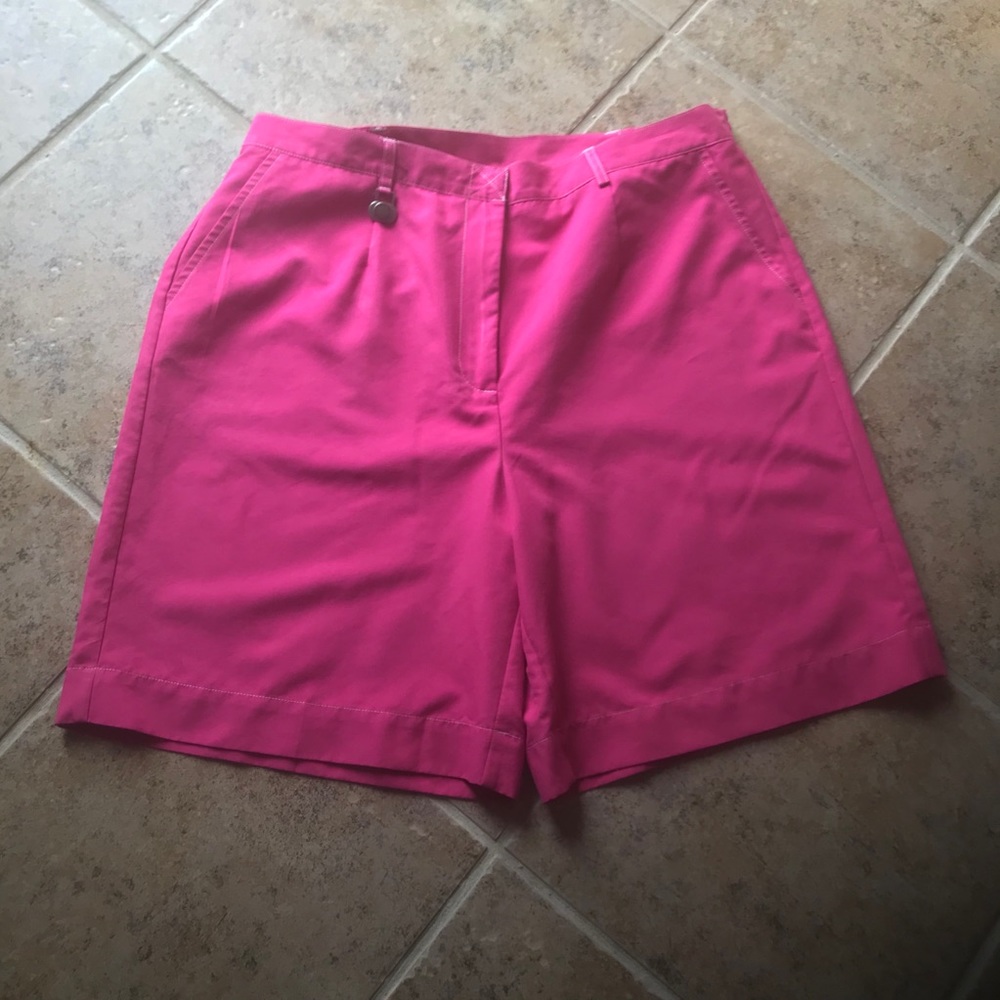 Sag Harbor - Lady pink polyester soft fabric sport shorts, Size: 14